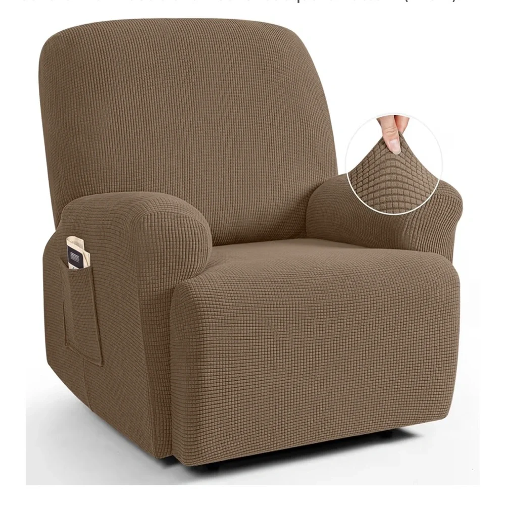 Oversized Recliner Slipcover Furniture Protector Jacquard Pattern-Brown